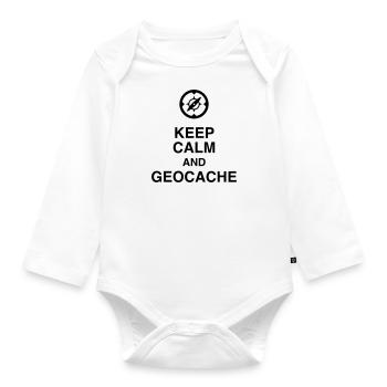 Geocaching / Geocacher / Compass / GPS - Organic Longsleeve Baby Bodysuit - white - Front