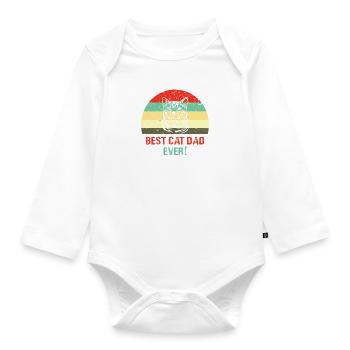 Katze Vater Bester Vater Geschenkidee Geschenk - Baby Bio-Langarm-Body - Weiß - Vorne