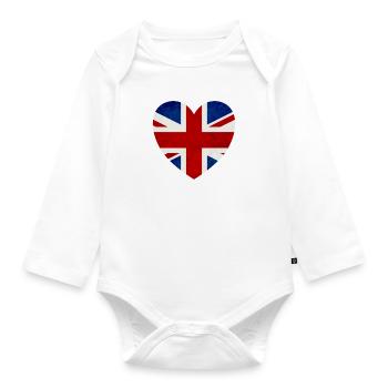 Herz UK Großbritannien - Baby Bio-Langarm-Body - Weiß - Vorne