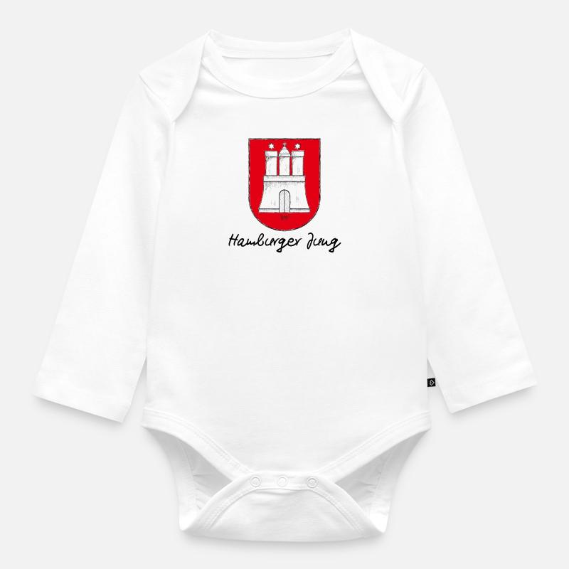 Bronko55 No.21 – Hamburger Jung - Baby Bio-Langarm-Body - Weiß