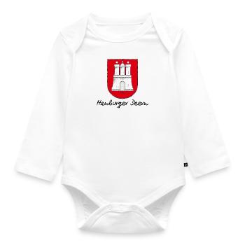Bronko55 No.21 – Hamburger Deern - Baby Bio-Langarm-Body - Weiß - Vorne