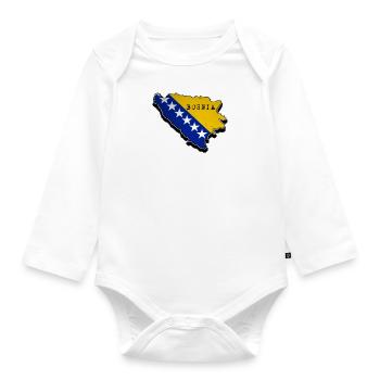 Bosnia Map, Bosnian Flag, Bosna - Organic Longsleeve Baby Bodysuit - white - Front