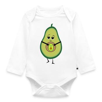 Avocado Baby Schwanger Pregnant - Baby Bio-Langarm-Body - Weiß - Vorne
