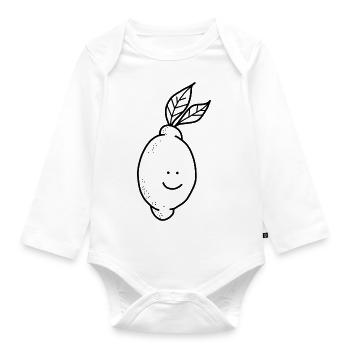 Zitrone Glücklich Gesund - Baby Bio-Langarm-Body - Weiß - Vorne