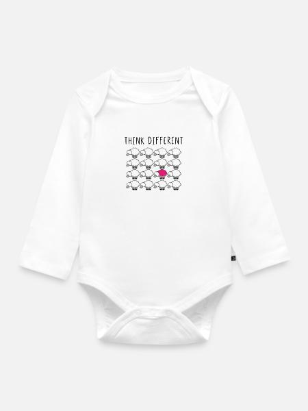 Denk anders - Baby bio-rompertje met lange mouwen - wit