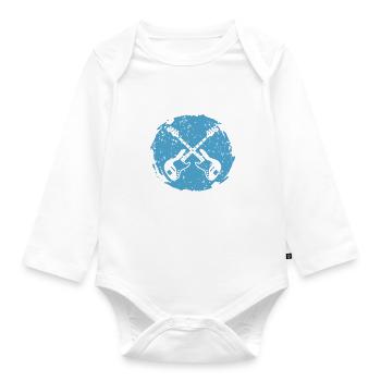 Papa rock rock guitare - Body Bébé bio manches longues - blanc - Devant