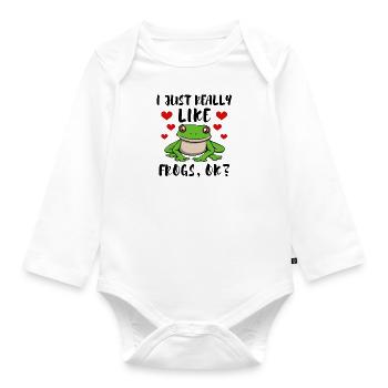 I Just Like Frogs Cute Frog Nature Wildlife - Organic Longsleeve Baby Bodysuit - white - Front