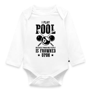 pool billard - Baby Bio-Langarm-Body - Weiß - Vorne