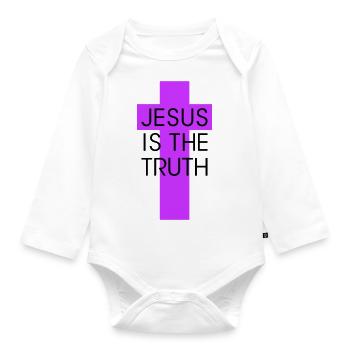 jesus is the truth - Organic Longsleeve Baby Bodysuit - white - Front