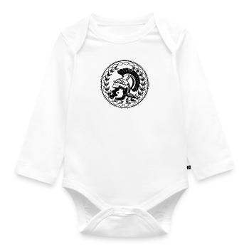 Casque Légion Romaine Drapeau Armoiries Royaume - Body Bébé bio manches longues - blanc - Devant