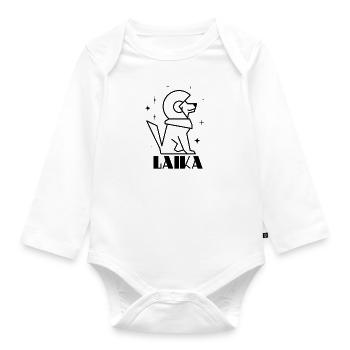 Communisme soviétique Laika Gagarine Silhouette - Body Bébé bio manches longues - blanc - Devant