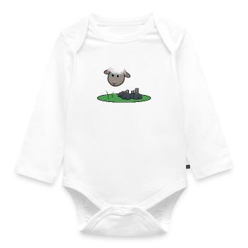Schaf lustig mit Pusteblume witziges Geschenk - Baby Bio-Langarm-Body - Weiß - Vorne