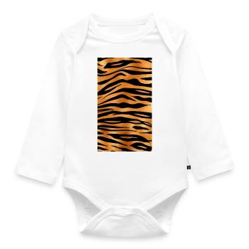 Tiger Pattern Animal Print Animal Striped Stripes - Organic Longsleeve Baby Bodysuit - white - Front