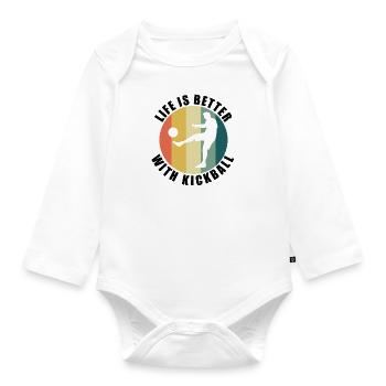 Kickball Hobby Sports Ballsport Training - Baby Bio-Langarm-Body - Weiß - Vorne