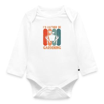 Id rather be gardening - Organic Longsleeve Baby Bodysuit - white - Front