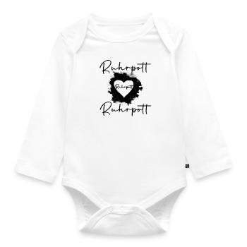 ruhrpott, herz, graffiti ,schwarz,schrift - Baby Bio-Langarm-Body - Weiß - Vorne