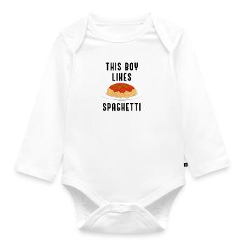 Garçon aime manger des spaghettis - Body Bébé bio manches longues - blanc - Devant