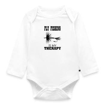 Pêche à la mouche en tant que truite thérapeutique - Body Bébé bio manches longues - blanc - Devant