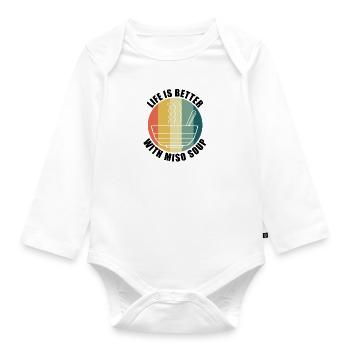 Life With Miso Soup Ironic Saying Japanese Ramen - Organic Longsleeve Baby Bodysuit - white - Front