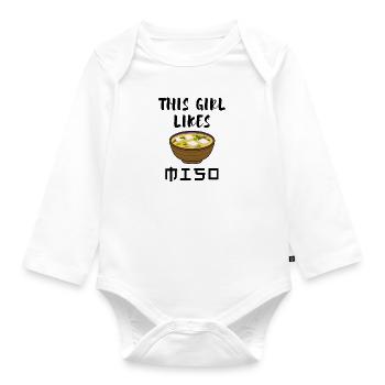 Girl Likes Miso Soup Ramen Noodles Japanese Food - Organic Longsleeve Baby Bodysuit - white - Front