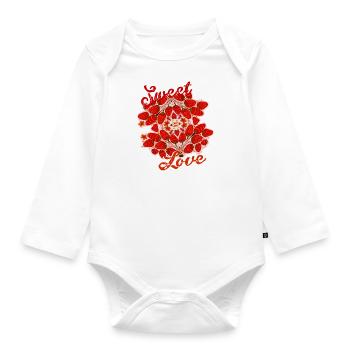 sweet love,erdbeeren,erdbeere,rot,beeren,love - Baby Bio-Langarm-Body - Weiß - Vorne