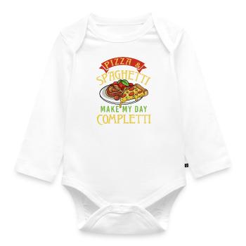 Pizza et Spaghetti Make Me Completti Pâtes Cuisine - Body Bébé bio manches longues - blanc - Devant