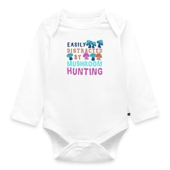 Hunting Mushrooms Funny Saying Nature Forest - Organic Longsleeve Baby Bodysuit - white - Front