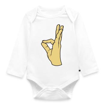 Perfect very tasty hand gesture - Organic Longsleeve Baby Bodysuit - white - Front