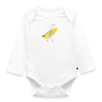 Surfer Seagull - Organic Longsleeve Baby Bodysuit - white - Front
