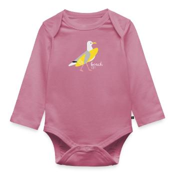 Surfer Seagull - Organic Longsleeve Baby Bodysuit - mauve - Front