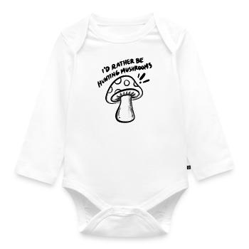 Eating Mushrooms Funny Quote Growing Mushrooms - Organic Longsleeve Baby Bodysuit - white - Front