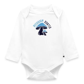 Mushroom Hunter Nature Lover Eating Vegetables - Organic Longsleeve Baby Bodysuit - white - Front