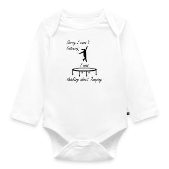 Trampoline Jumping Thinking About Jumping - Organic Longsleeve Baby Bodysuit - white - Front