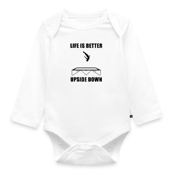 Trampoline Jumping Life Upside Down Trampolinist - Organic Longsleeve Baby Bodysuit - white - Front