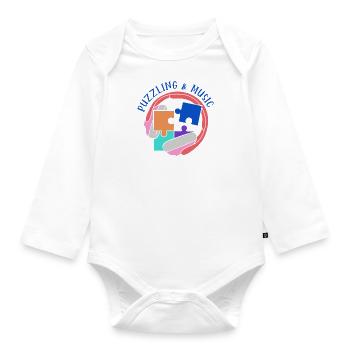 Puzzling and Music Musician Hobby Puzzler - Organic Longsleeve Baby Bodysuit - white - Front