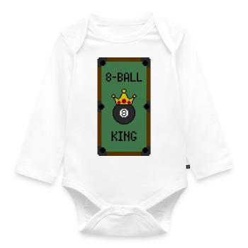 Retro 8-Bit 8-Ball King (Table) - Baby Bio-Langarm-Body - Weiß - Vorne