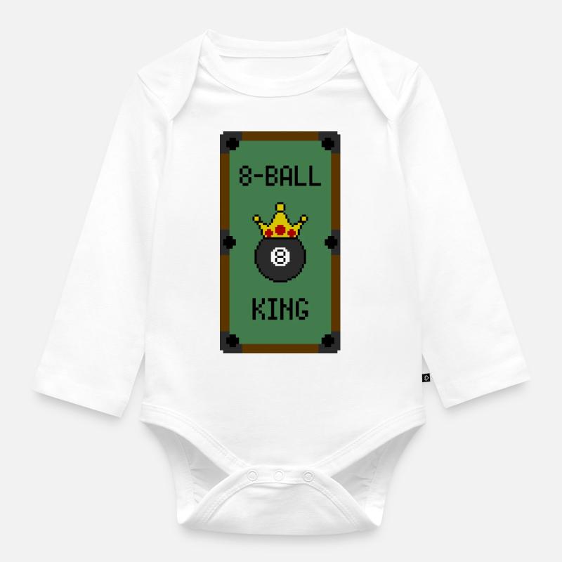 Retro 8-Bit 8-Ball King (Table) - Body Bébé bio manches longues - blanc
