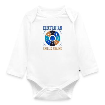 Skills and Brains Electro Engineer Electrician - Organic Longsleeve Baby Bodysuit - white - Front