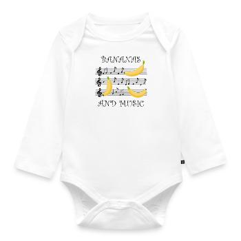 Bananas Music Notes Clef Piano Ironic Saying - Organic Longsleeve Baby Bodysuit - white - Front