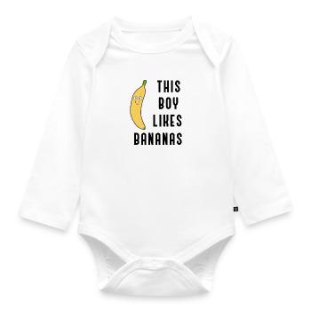 This Boy Likes Bananas Exotic Fruits - Organic Longsleeve Baby Bodysuit - white - Front