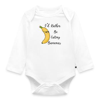 Manger des bananes Des fruits sains - Body Bébé bio manches longues - blanc - Devant