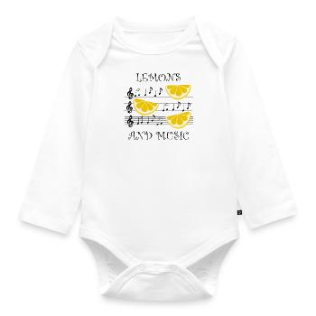Musician Clef Music Notes Lemons Lemonade - Organic Longsleeve Baby Bodysuit - white - Front