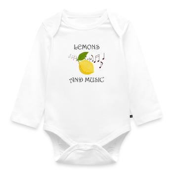 Musiker Lemon, Zitrusfrüchte und Musiknoten - Baby Bio-Langarm-Body - Weiß - Vorne