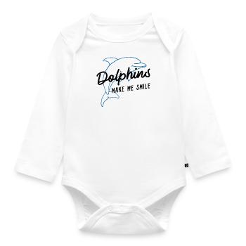 Dolphins Make Me Smile Nature Ocean Animal - Organic Longsleeve Baby Bodysuit - white - Front