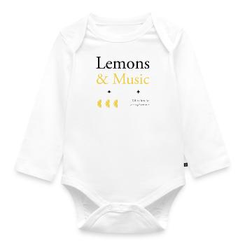 Lemons and Music Notes Musician Summer Lemon Juice - Organic Longsleeve Baby Bodysuit - white - Front