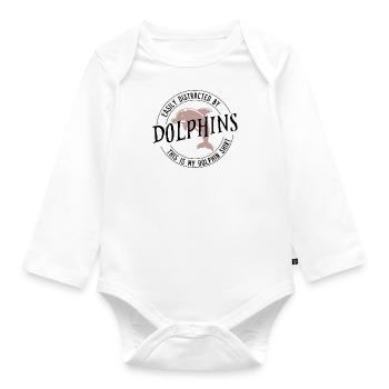 Distrait par les dauphins Animaux marins Océan - Body Bébé bio manches longues - blanc - Devant