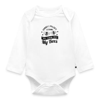 Penser au miel de faune d'abeilles mignonnes - Body Bébé bio manches longues - blanc - Devant