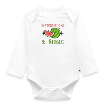 Sommerfrüchte mit Melonen und Musik, Wassermelone - Baby Bio-Langarm-Body - Weiß - Vorne