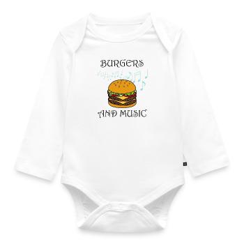 Hamburgers et notes de musique Musician Burger - Body Bébé bio manches longues - blanc - Devant