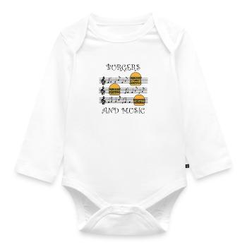 Hamburgers et notes de musique Clef Musician - Body Bébé bio manches longues - blanc - Devant